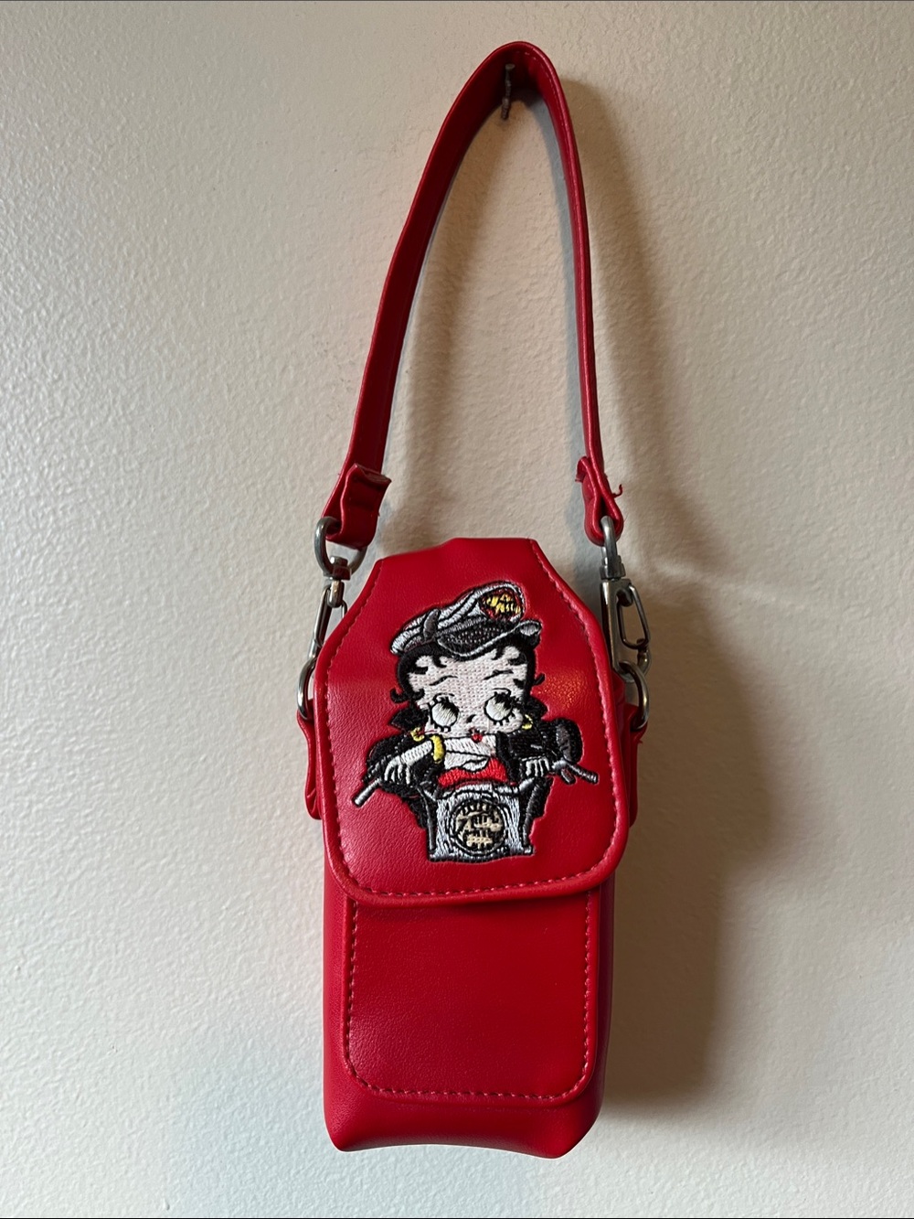 Betty Boop Red Embroidered Mini Crossbody Bag